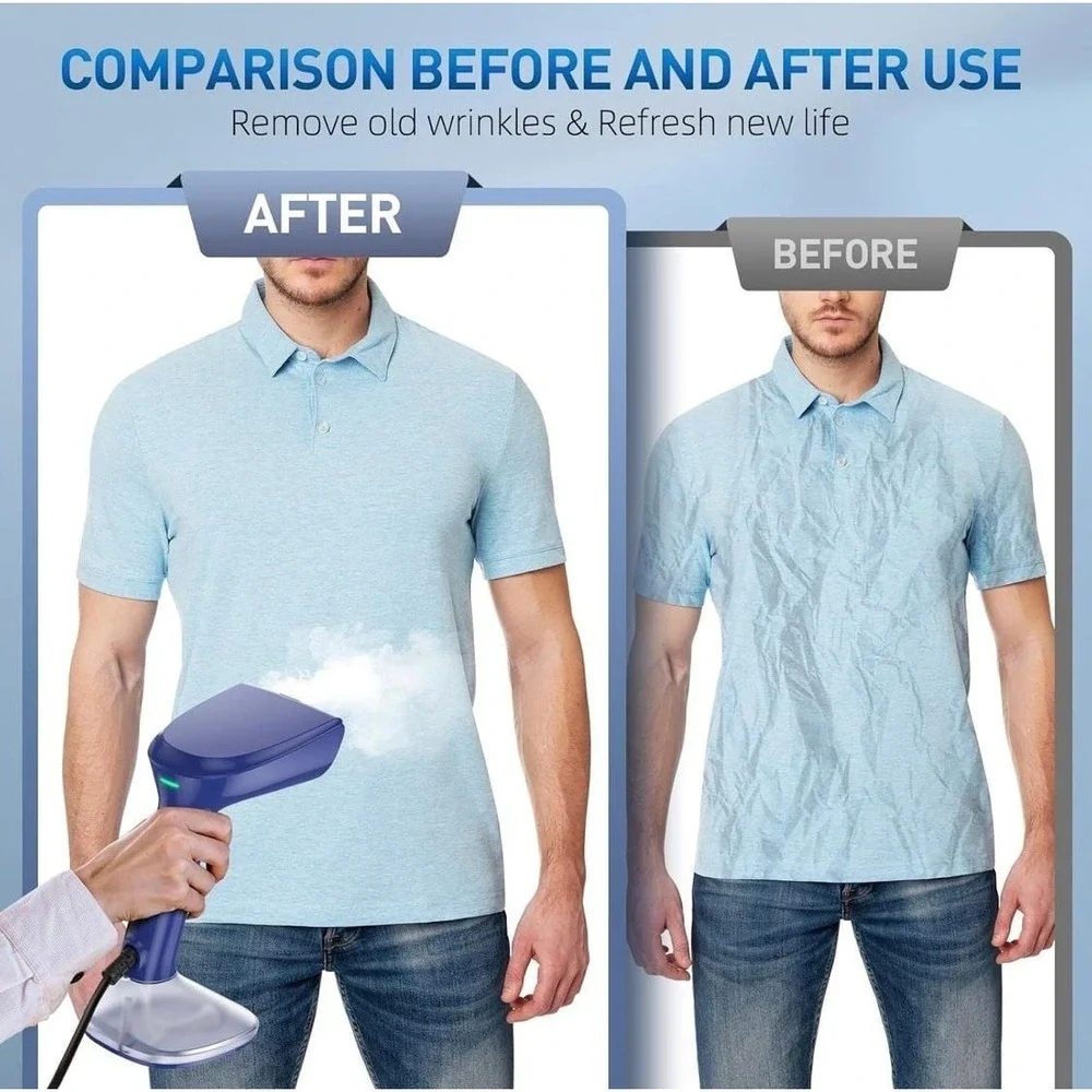 Steamer for Clothes - 1800W Powerful Steam, 2 Modes for Wet and Dry Ironing, 20-